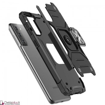 Wozinsky smūgiams atsparus dėklas su žiedu - juodas (Samsung S22)
